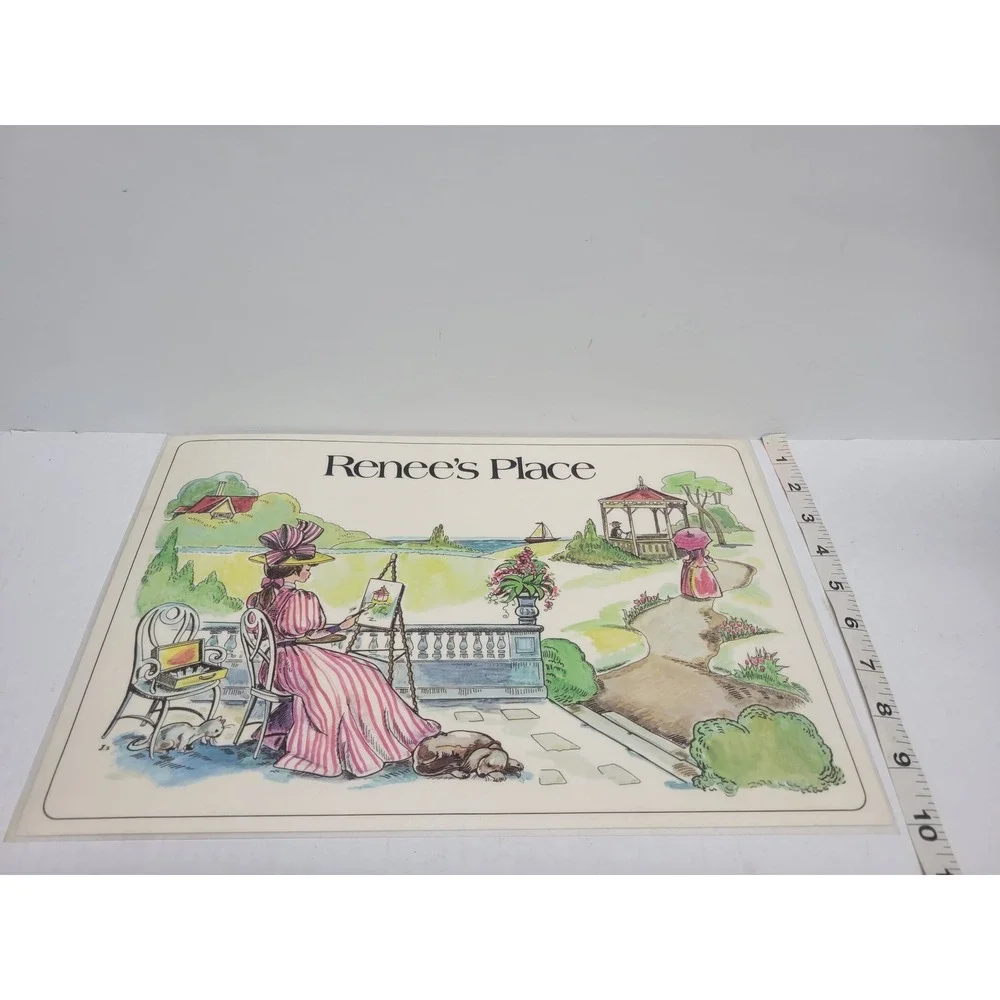 Vintage‎ 1975 Russ Berrie Renees Place Placemat Victorian Artist Scene 17.5x11.5
